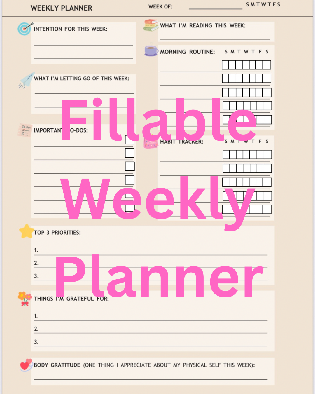 Fillable Weekly Planner