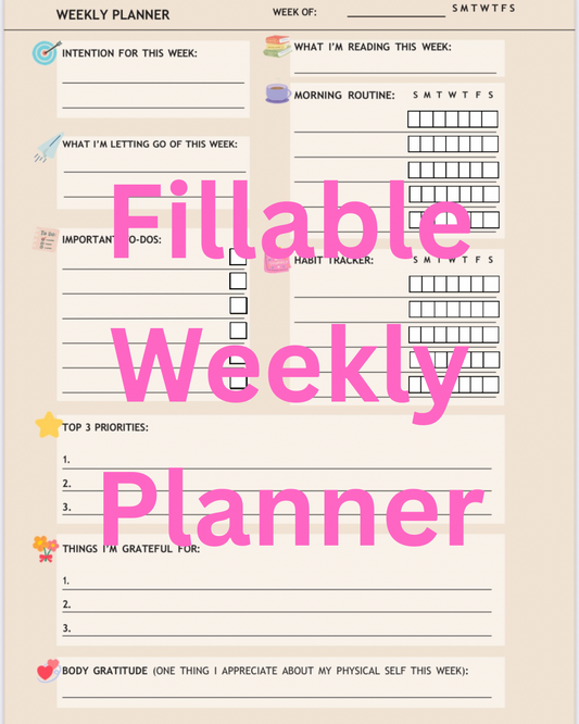 Fillable Weekly Planner